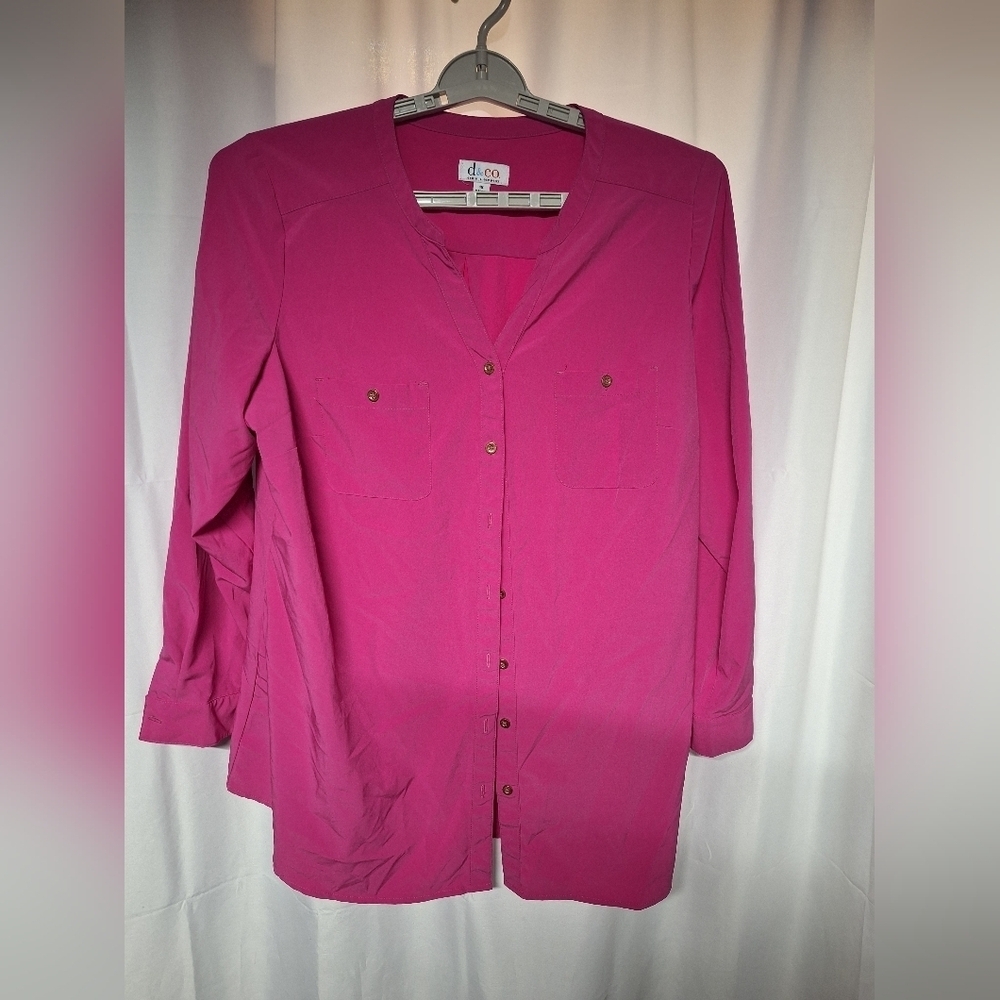 d.co Women's Pink Blouse Barbi Core Button- Down 1X